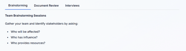 Interactive tabs component